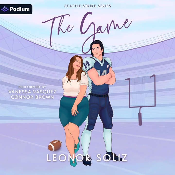 The Game cover in audio format. In shades of blue, purple, and teal, both MCs stand front and center glancing at each other with arched eyebrows.